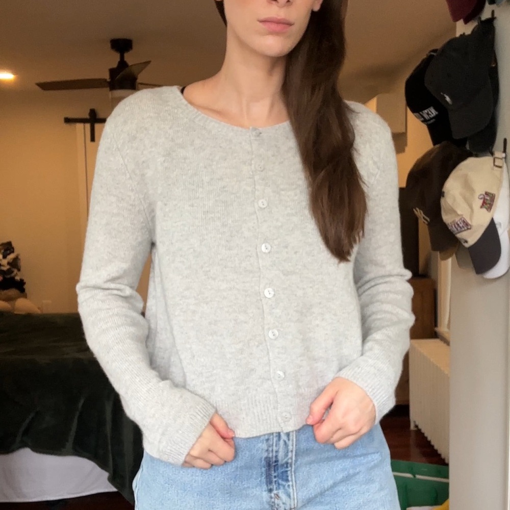 Reformation Clara cashmere cardigan in grey